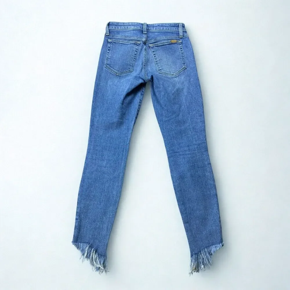 Joe's Jeans Womens 23 The Icon Skinny Ankle Mid Rise Stretch Raw Hem Denim Blue